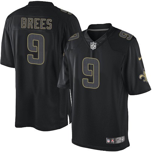 Youth Elite Drew Brees Nike Jersey Black - #9 Impact NFL New Orleans Saints